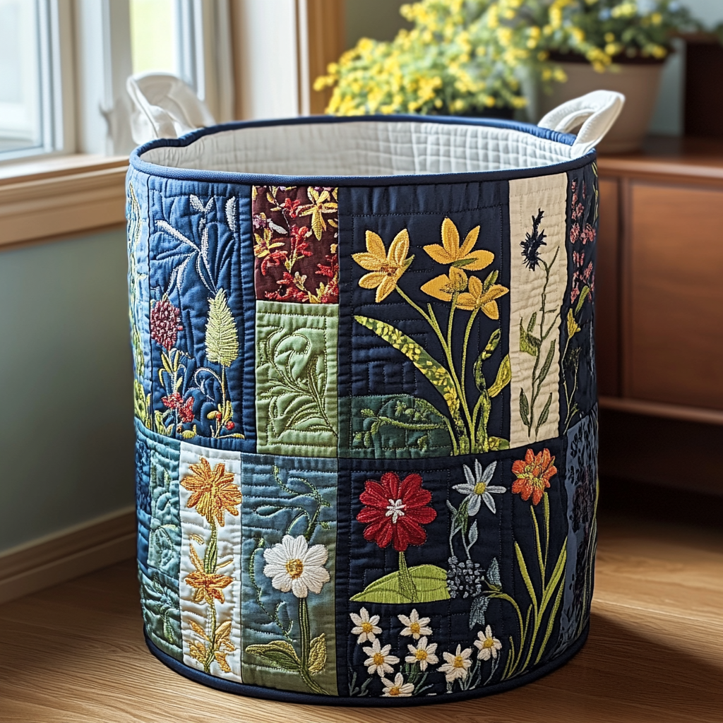 Gesteppter Wäschekorb – mit Blumenmuster NCU0DDK1076