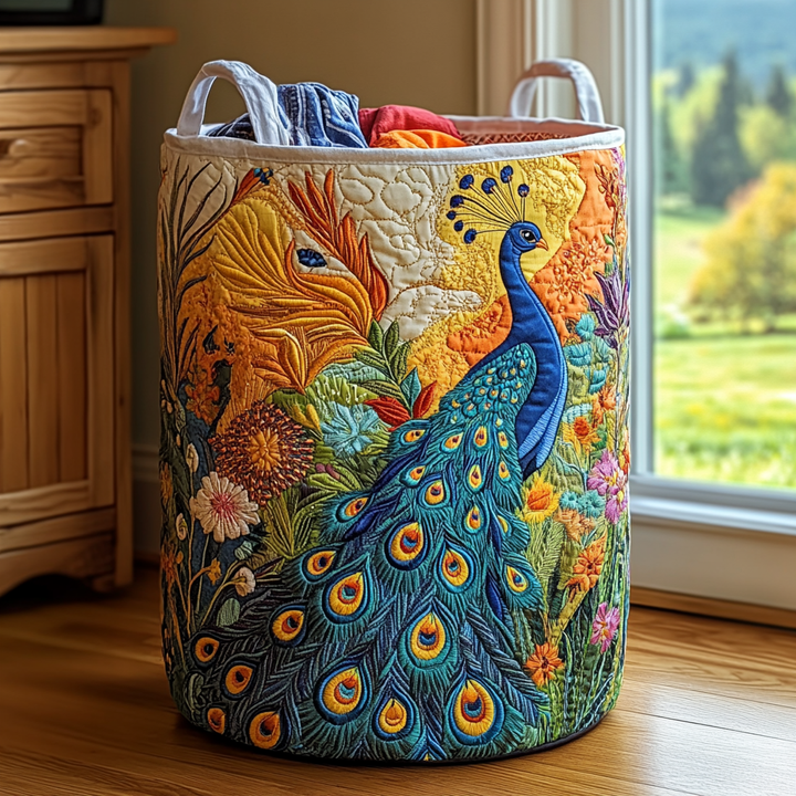 Gesteppter Wäschekorb – mit Pfau NCU0DDK1045