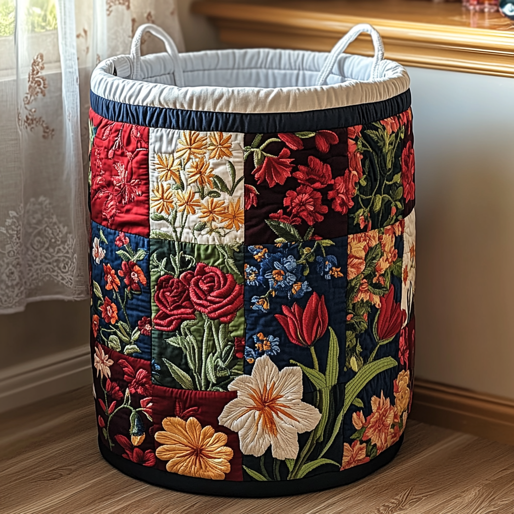 Gesteppter Wäschekorb – mit Blumenmuster NCU0DDK1074