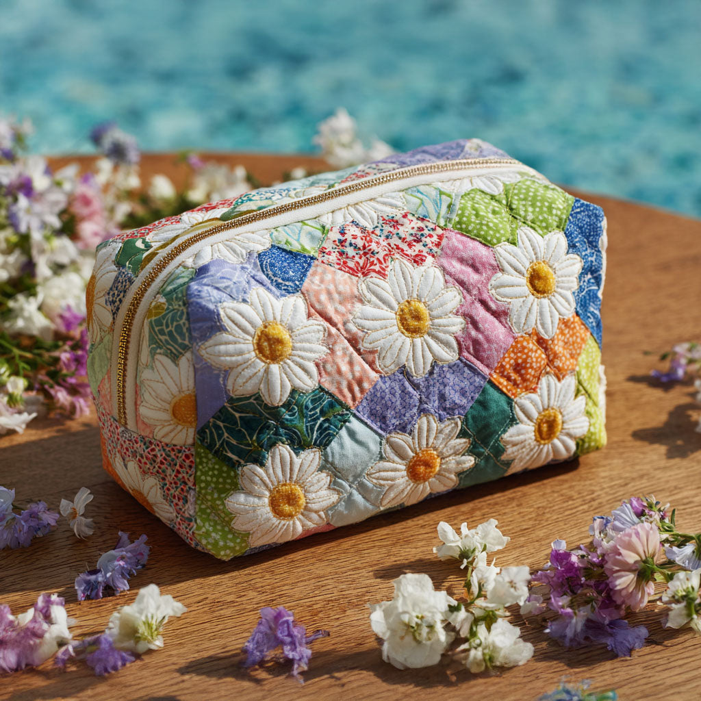 Gesteppte Kosmetiktasche mit Blütenblattspur NCU0PT9259