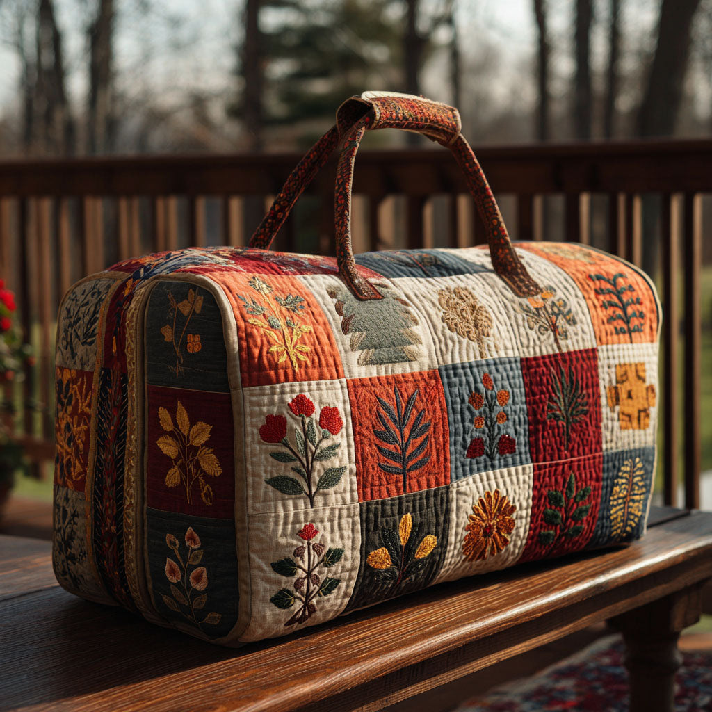 Gesteppte Reisetasche – Zarte Blumen