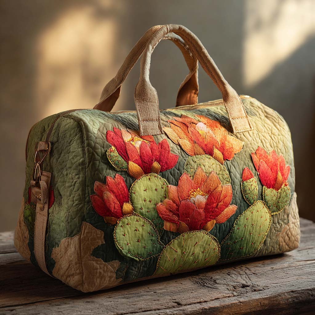 Gesteppte Reisetasche – Blühender Kaktus