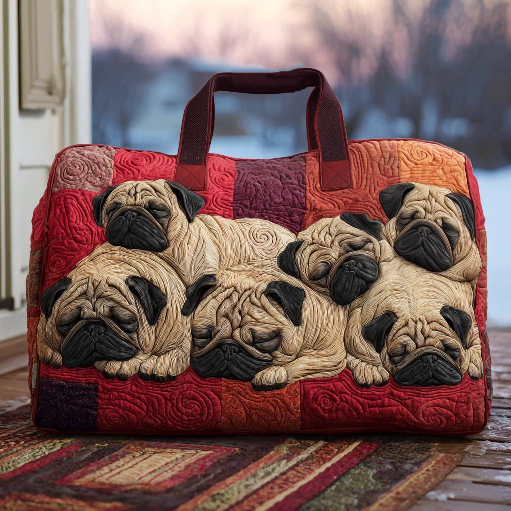 Gesteppte Reisetasche – Niedlicher Mops