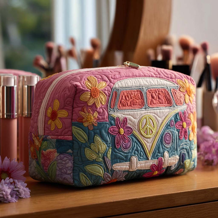 Gesteppte Kosmetiktasche mit floraler Retro-Reise NCU0PT9433