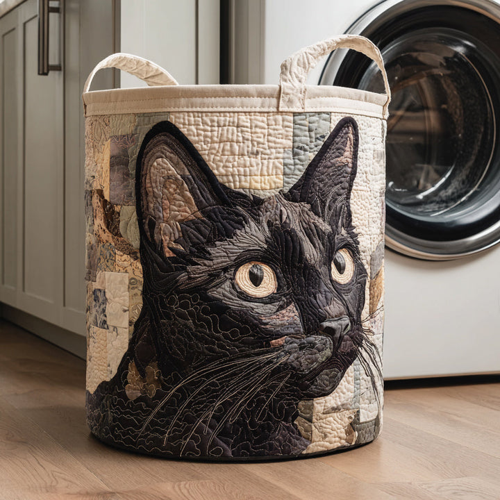 Gesteppter Wäschekorb – mit schwarzer Katze NCU0HNH036