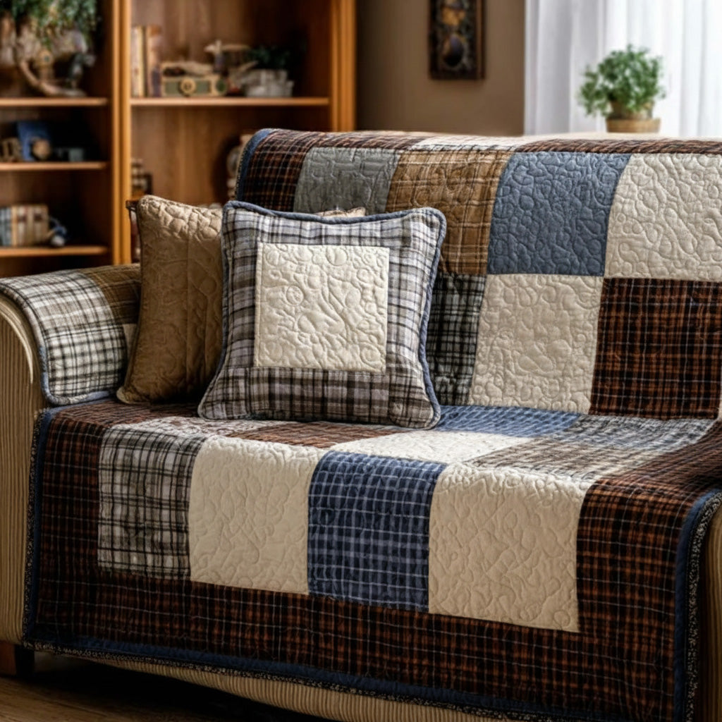 Gesteppter Sofabezug – Rustikaler Patchwork-gesteppter Sofabezug NCU0VT365