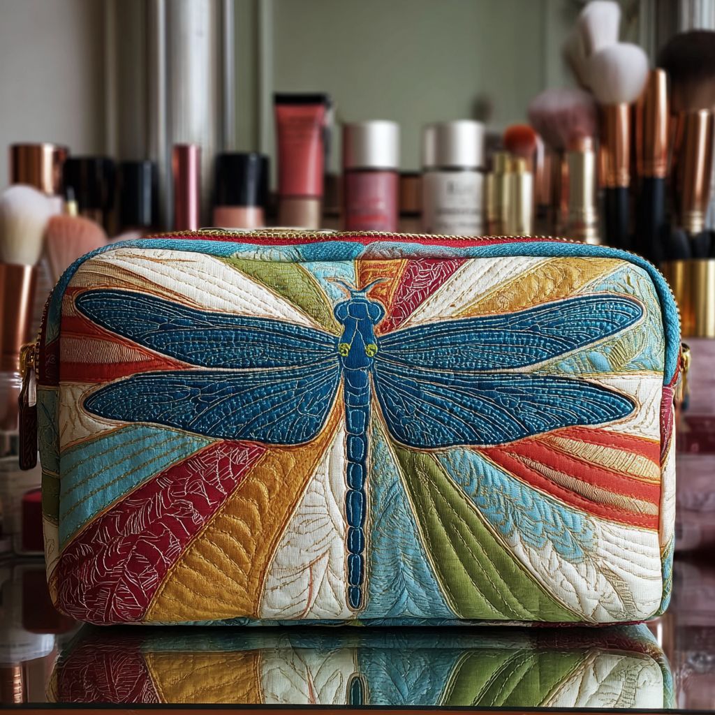 Gesteppte Kosmetiktasche mit leuchtender Libelle NCU0DK10231