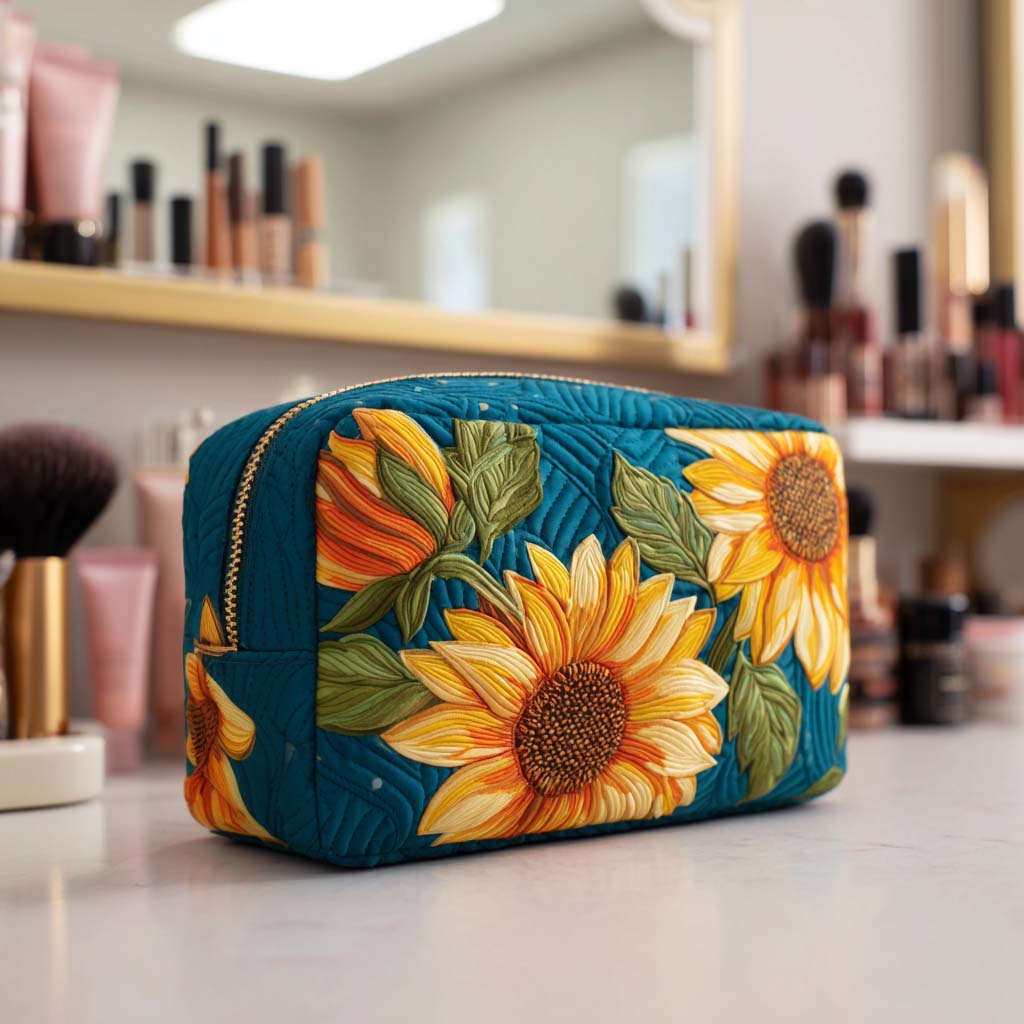 Gesteppte Kosmetiktasche mit fröhlicher Blume NCU0NT10237