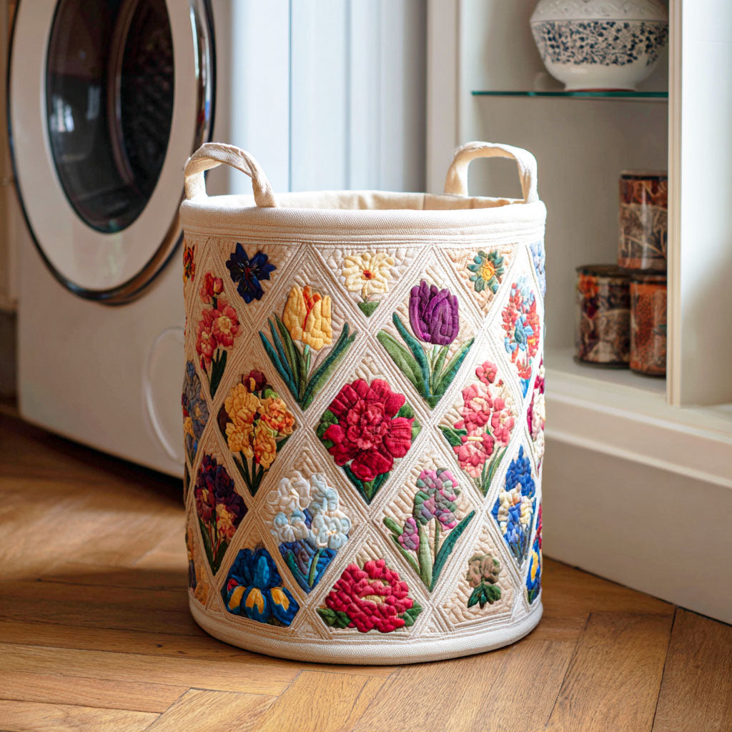 Gesteppter Wäschekorb – mit Blumendesign NCU0NTD456