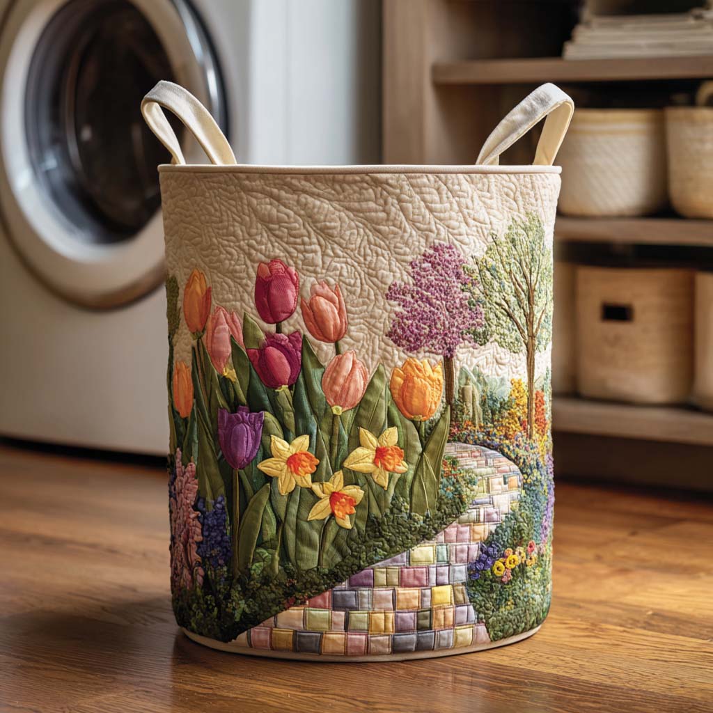 Gesteppter Wäschekorb – mit Blumendesign NCU0NTD092