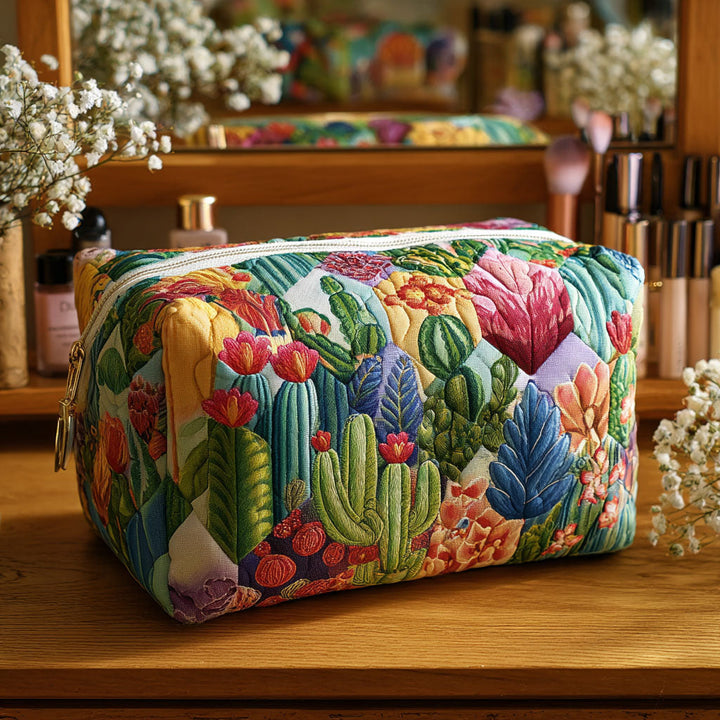 Gesteppte Kosmetiktasche mit Sukkulenten NCU0PT9631