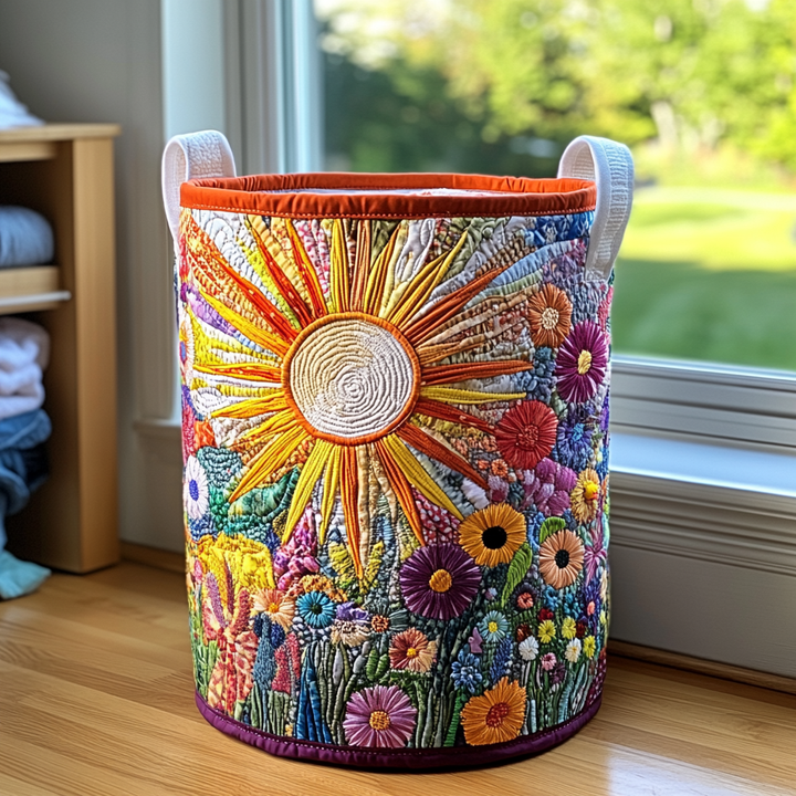Gesteppter Wäschekorb – mit Sonnenblume NCU0PVL361