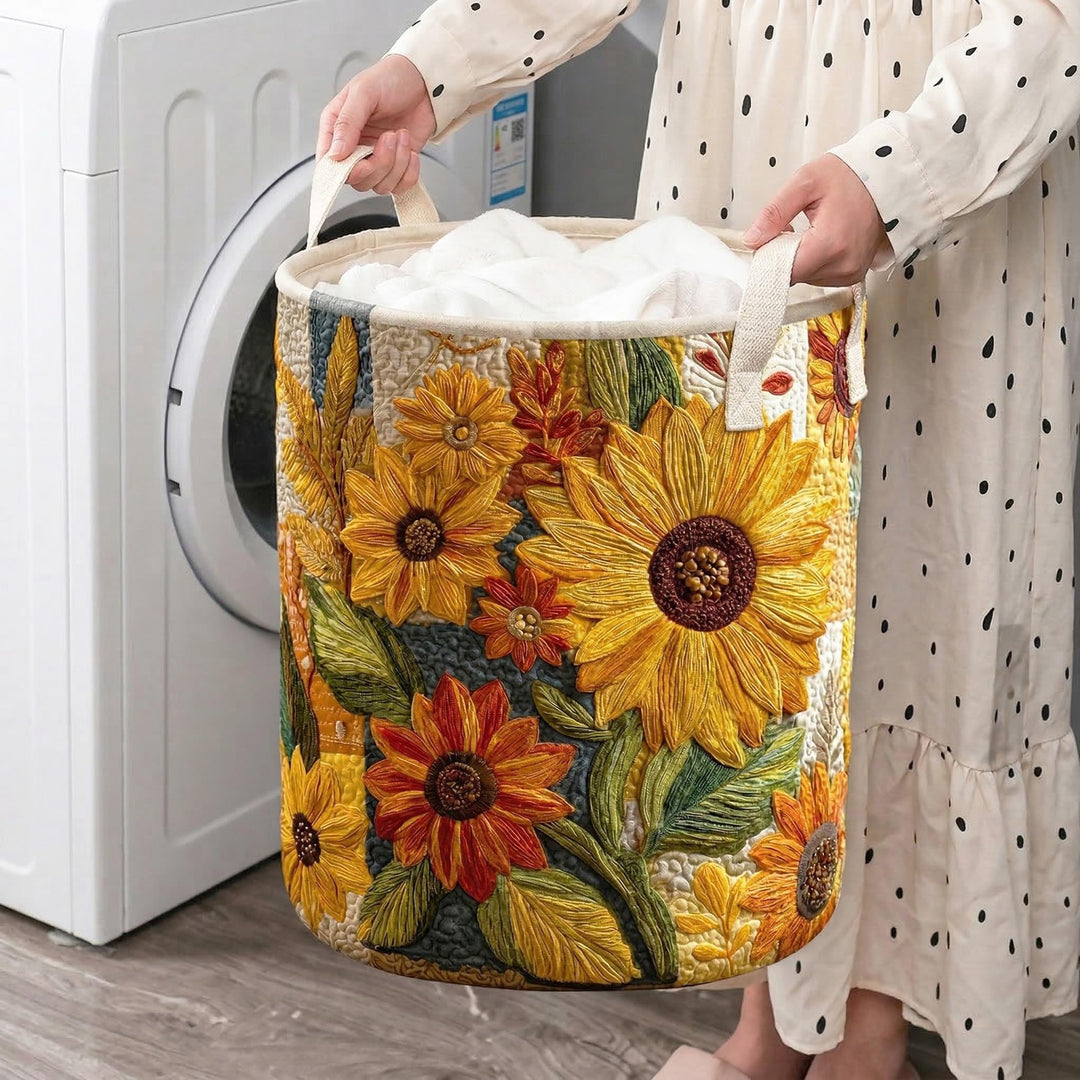Gesteppter Wäschekorb – mit Sonnenblumen NCU0NTD015