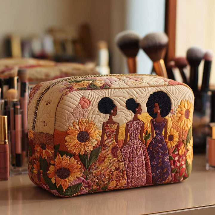 Gesteppte Kosmetiktasche mit leuchtenden Sonnenblumen NCU0NT10382