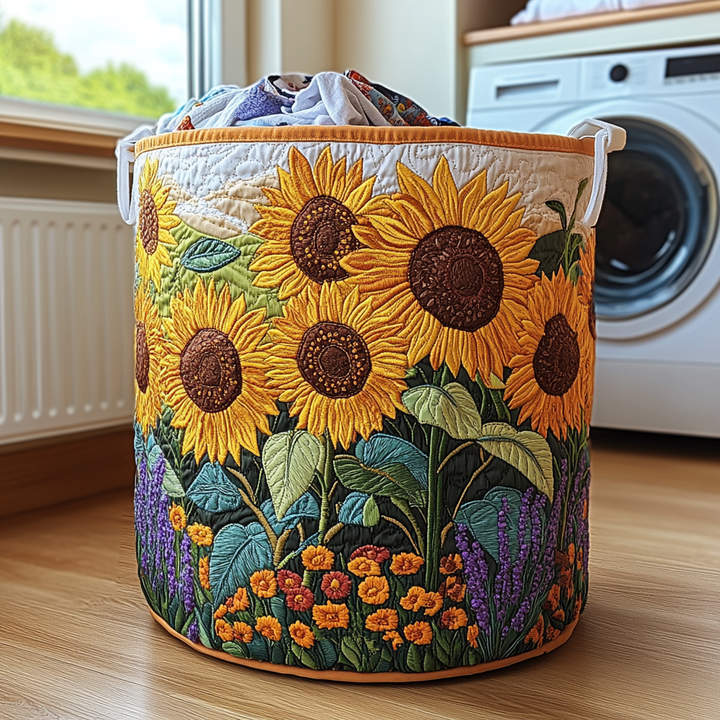 Gesteppter Wäschekorb – mit Sonnenblumen NCU0DDK637