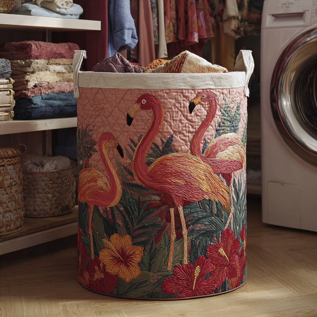 Gesteppter Wäschekorb – mit Flamingos NCU0HNH096