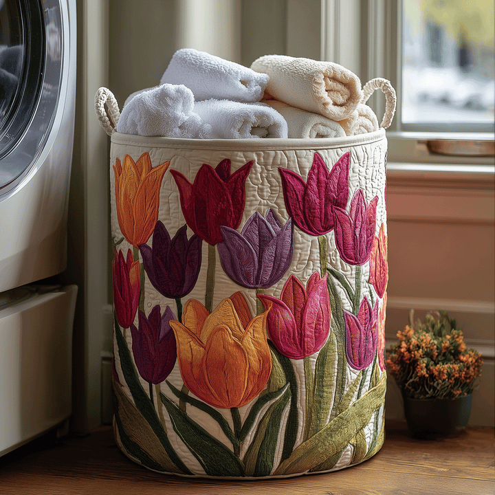 Gesteppter Wäschekorb – mit Tulpen NCU0TH2905