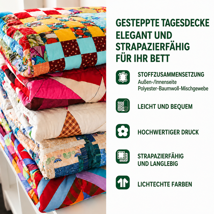 3-teiliges gestepptes Bettwäsche-Set – Baum des Lebens