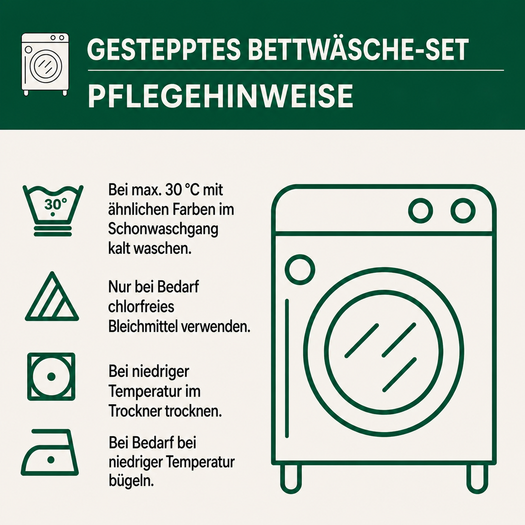 3-teiliges gestepptes Bettwäsche-Set – Baum des Lebens