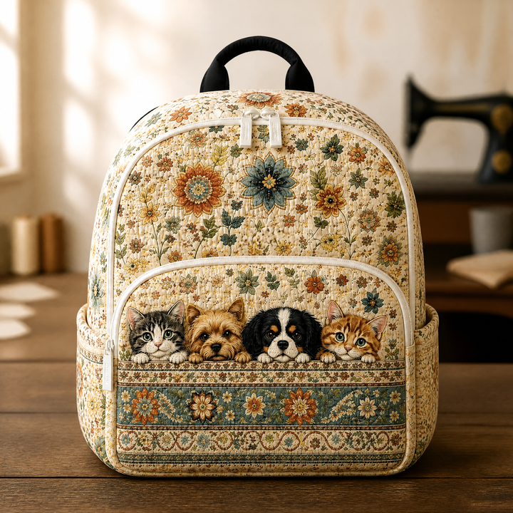 Geblümter Boho-Stepprucksack