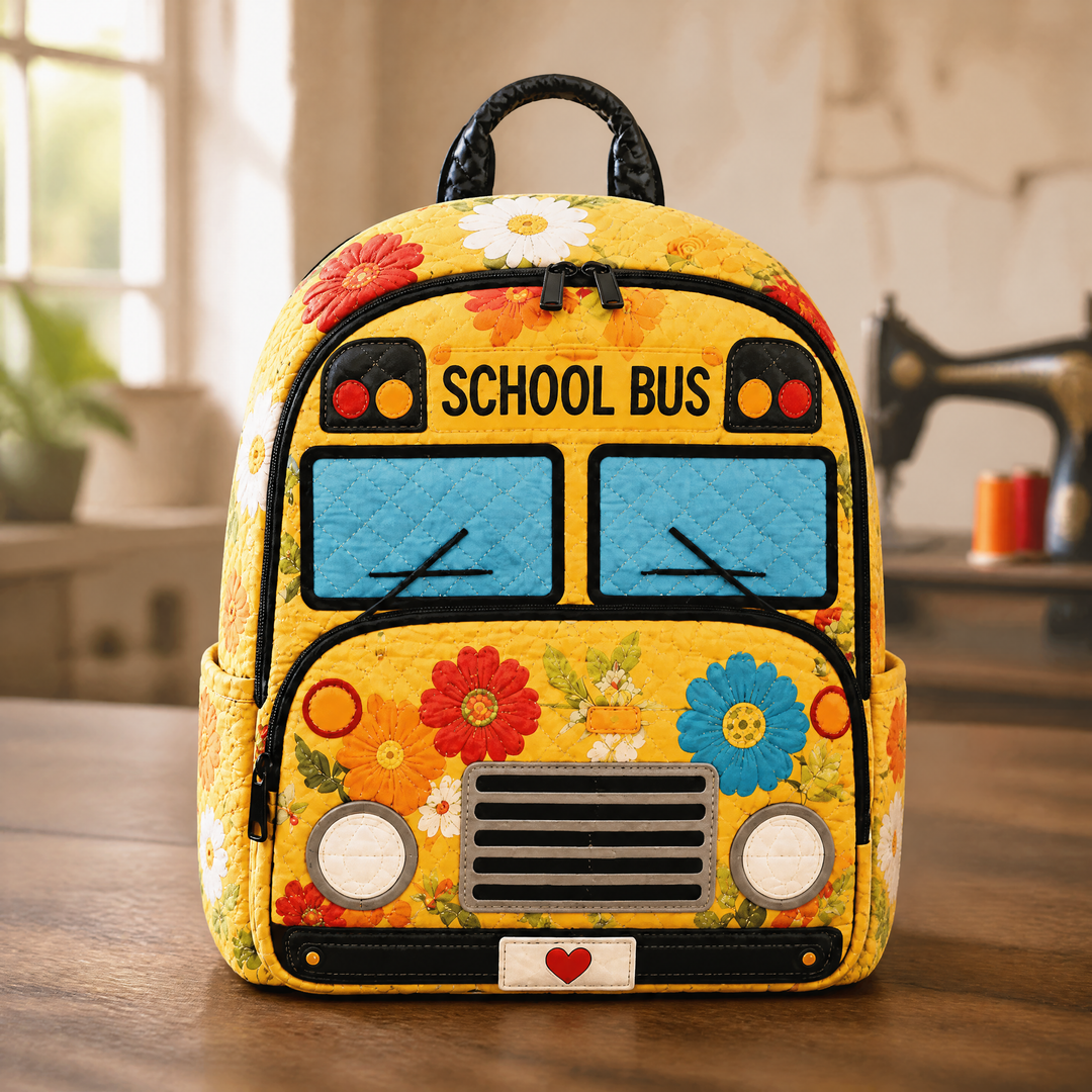 Gesteppter Rucksack mit Blumendruck