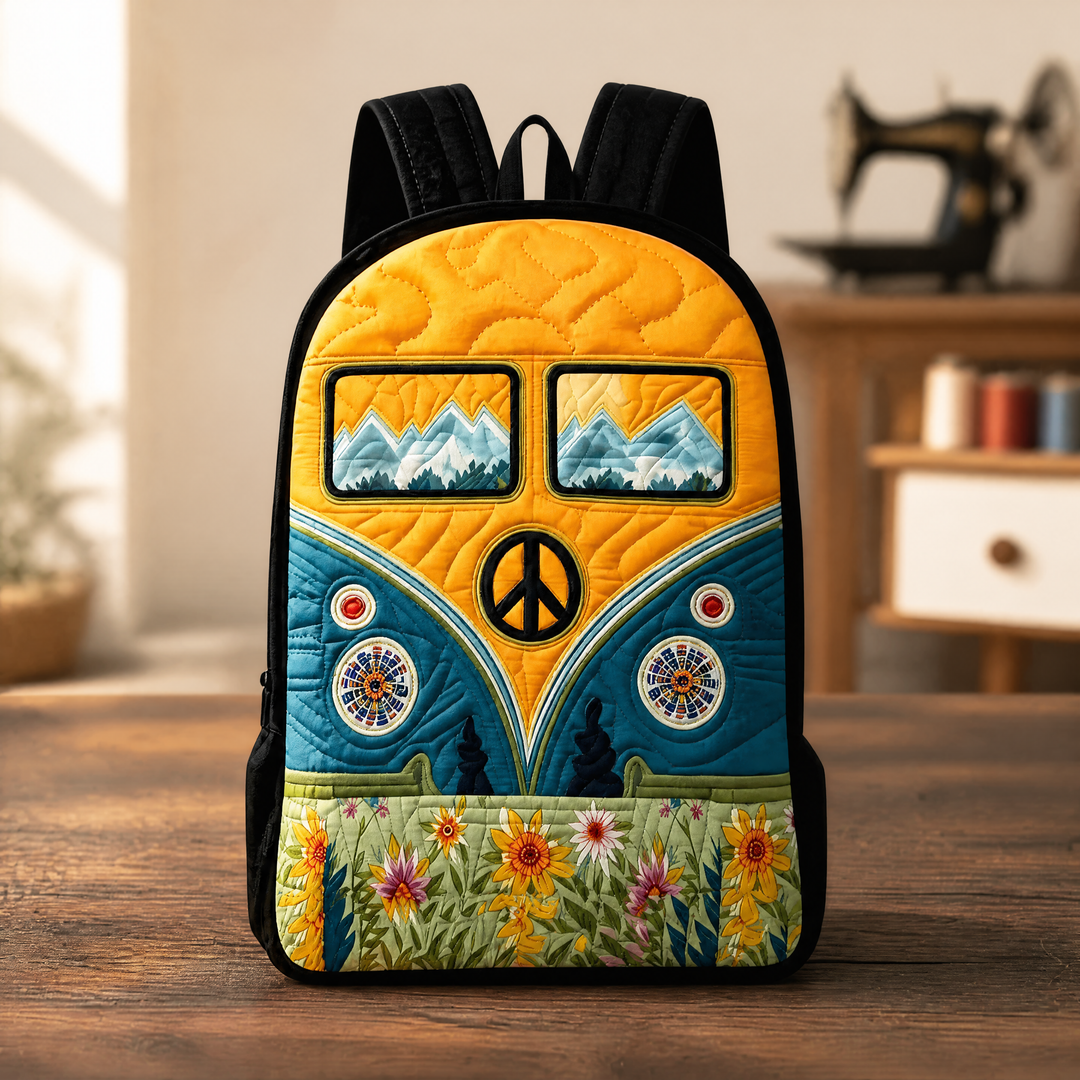 Vintage Camper Stepprucksack mit schwarzen Schultergurten