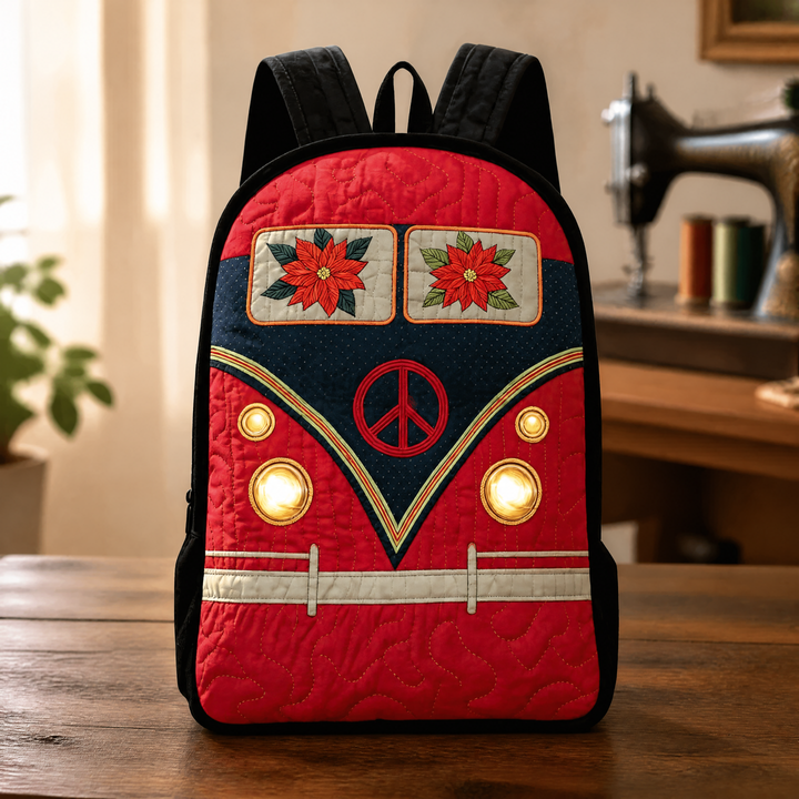 Weihnachtsgesteppter Rucksack mit schwarzen Schultergurten