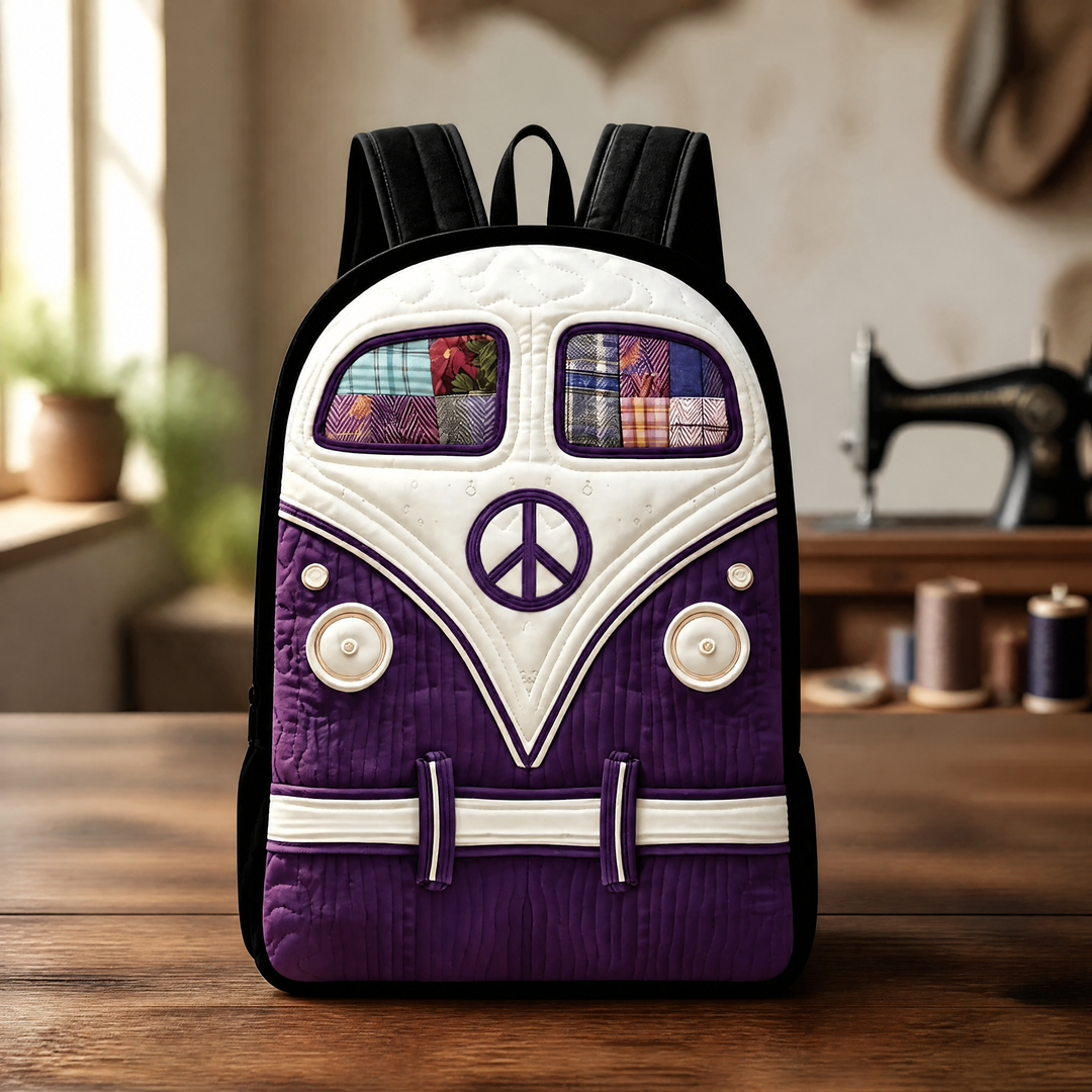 Hippie Lila gesteppter Rucksack mit schwarzen Schultergurten